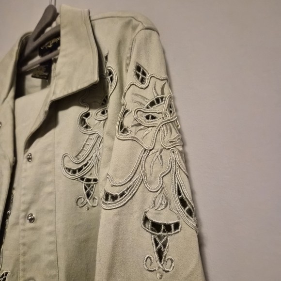 Embroidered Cream Pantsuit - Picture 1 of 10